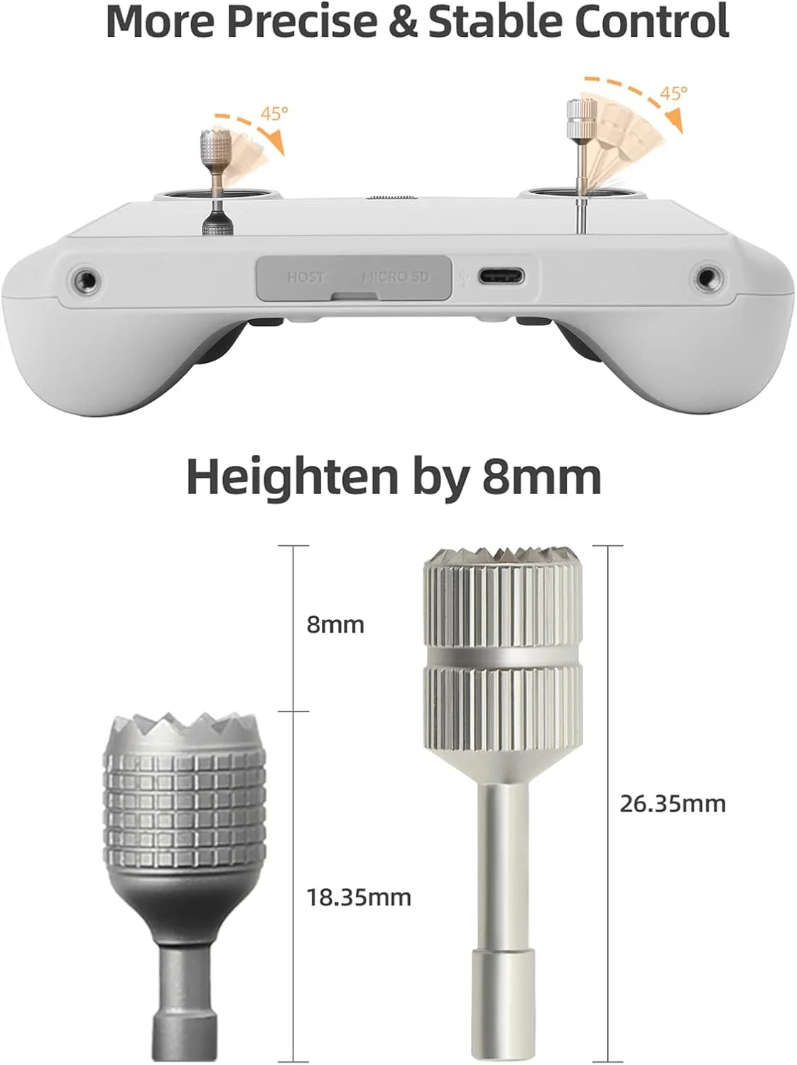 جوی استیک برای کنترلر از راه دور DJI RC 2/RC، جوی استیک آلومینیومی جایگزین برای لوازم جانبی پهپاد DJI Mini 4 Pro/Air 3/Mini 3 Pro