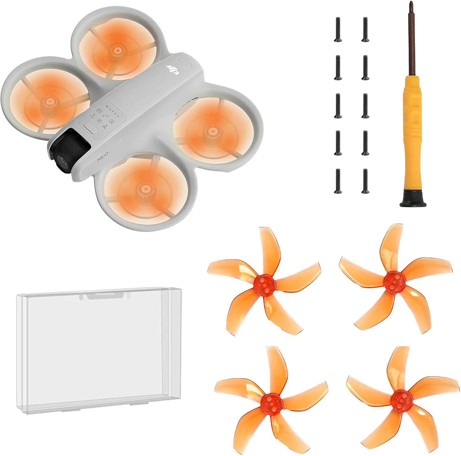 پروانه های رنگارنگ برای پهپاد DJI Neo، سبک وزن، بادوام، پره های بال برای لوازم جانبی DJI Neo، قطعه یدکی تعویض سریع 4 عددی (نارنجی)
