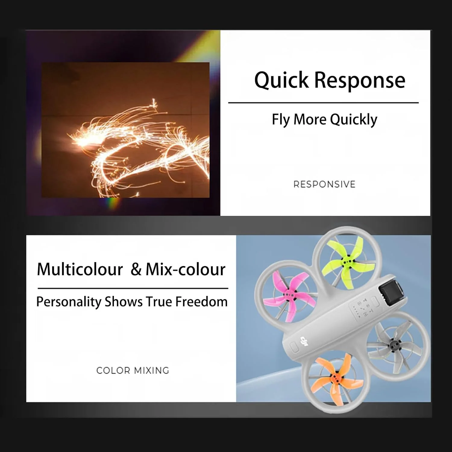 پروانه های رنگارنگ برای پهپاد DJI Neo، سبک وزن، بادوام، پره های بال برای لوازم جانبی DJI Neo، قطعه یدکی تعویض سریع 4 عددی (نارنجی)