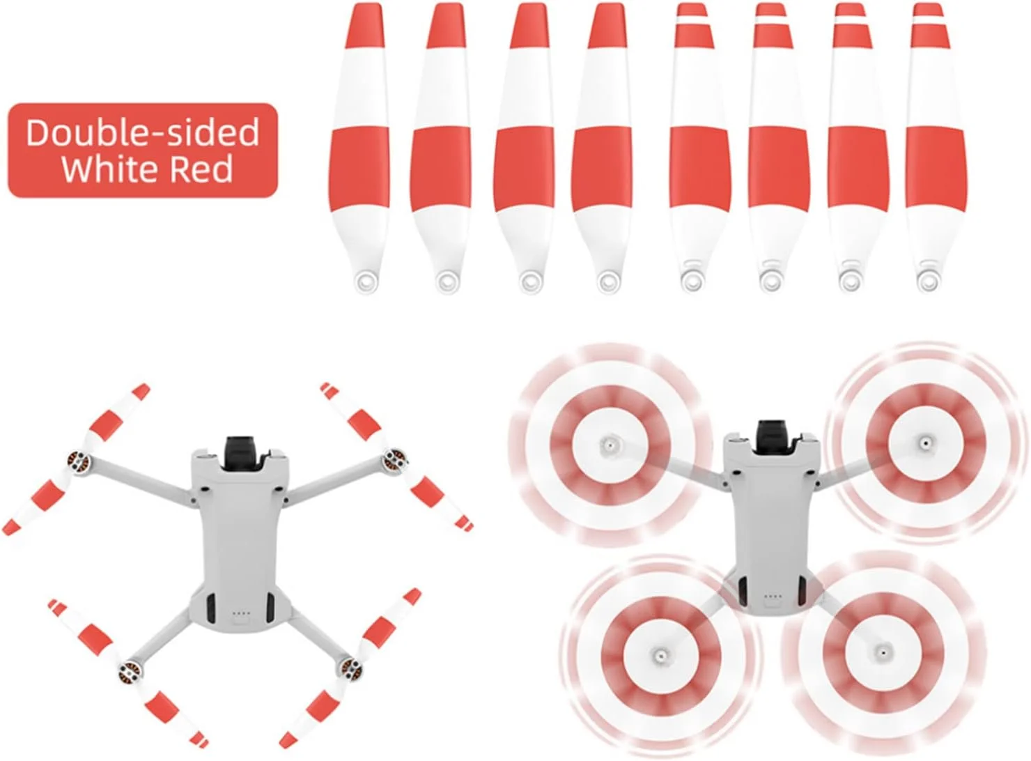 پروانه های 6030F سازگار با DJI Mini 3 Pro، ملخ های پهپاد، تیغه جایگزین، کم صدا، پره های بال، مجموعه قطعات جانبی، سبک وزن (سفید+قرمز)