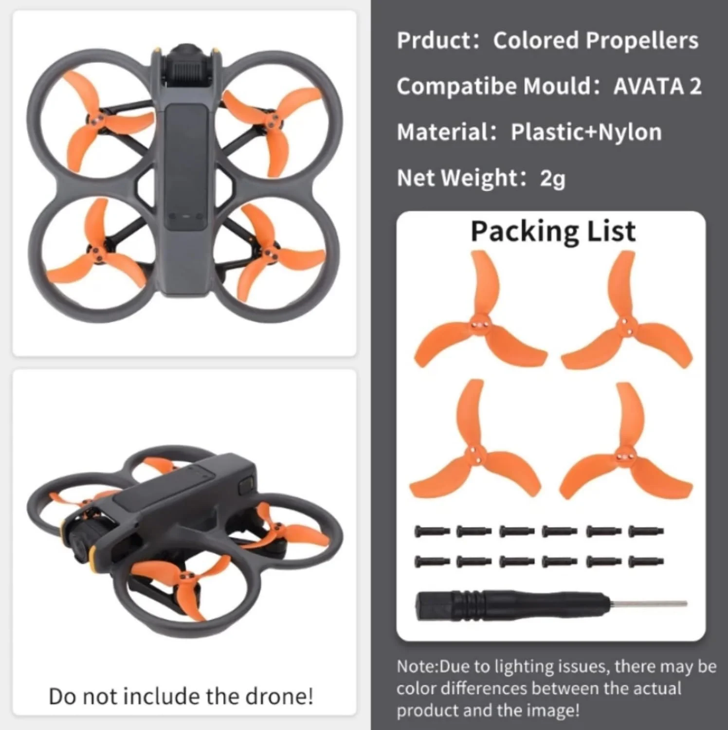 ملخ های جایگزین Skeido مدل Avata 2 3032S (نارنجی) - 2 جفت ملخ یدکی برای DJI Avata 2
