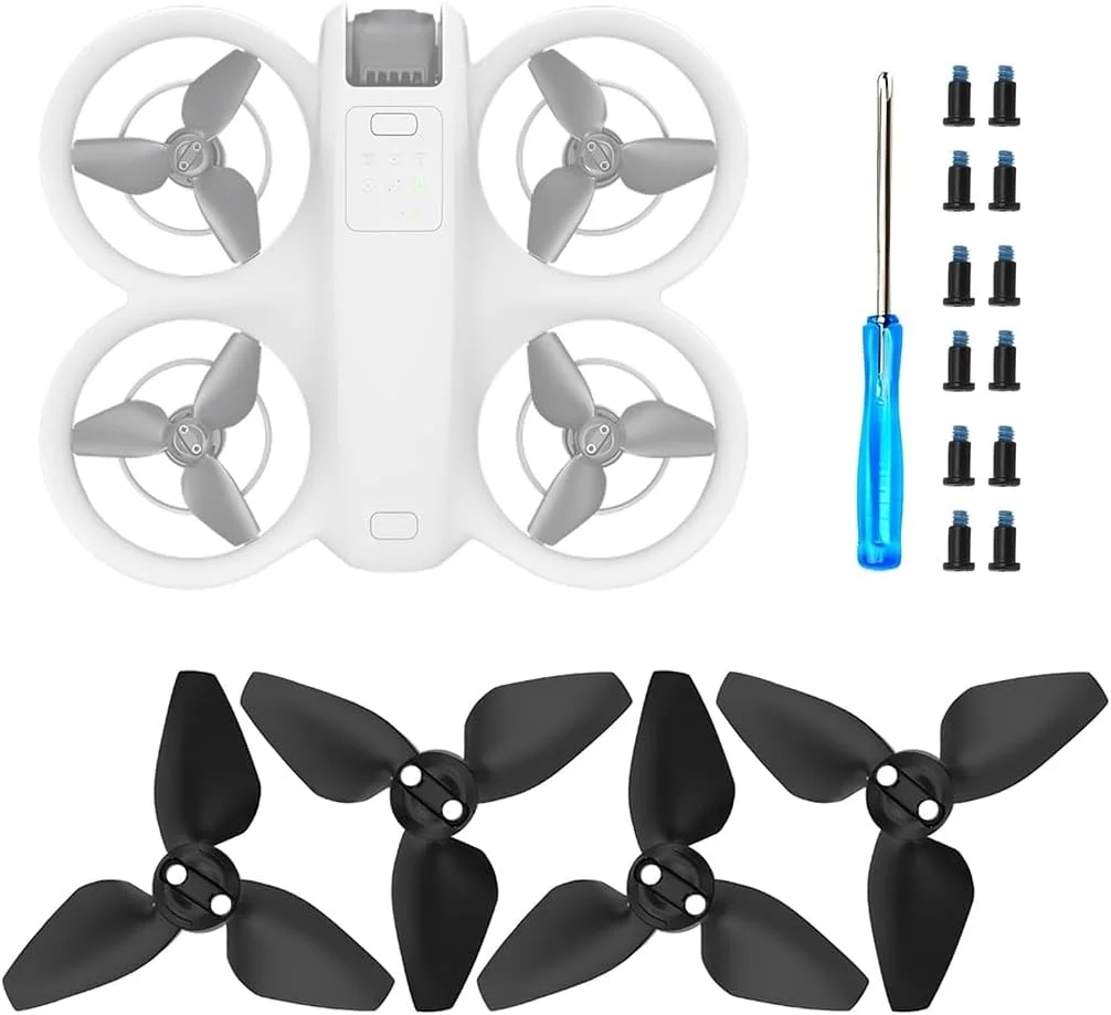 پروانه های پهپاد DJI Neo مدل HASTHIP® (چهار عدد)، ملخ های رهاسازی سریع کم صدا، پره های جایگزین با مقاومت بالا به همراه پیچ و گوشتی برای لوازم جانبی پهپاد Neo