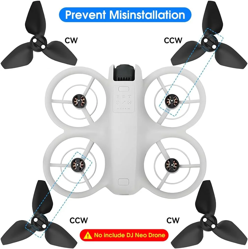 پروانه های پهپاد DJI Neo مدل HASTHIP® (چهار عدد)، ملخ های رهاسازی سریع کم صدا، پره های جایگزین با مقاومت بالا به همراه پیچ و گوشتی برای لوازم جانبی پهپاد Neo