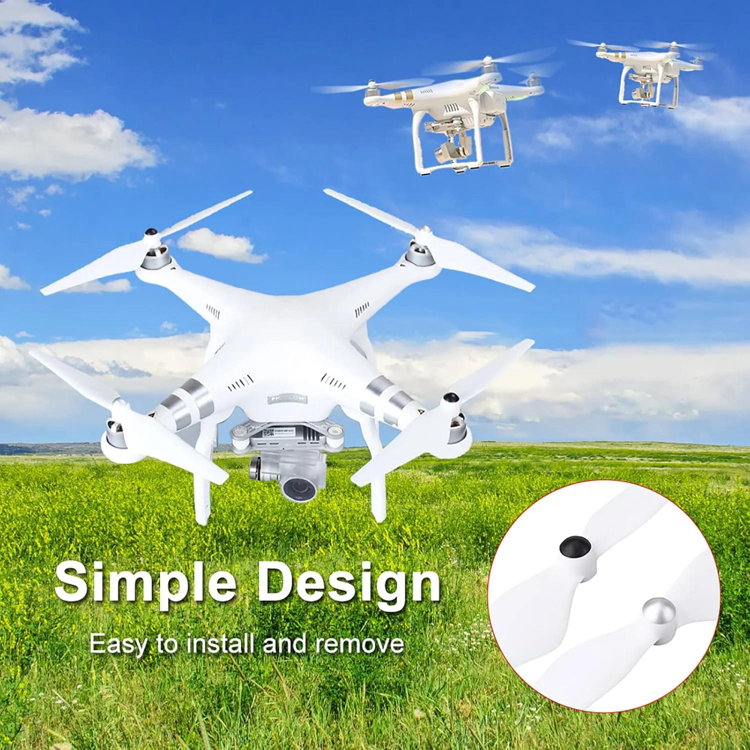 ۴ عدد پروانه پهپاد، تیغه های پروانه، لوازم جانبی پهپاد تیغه پروانه سازگار با پهپاد فانتوم ۲/۳