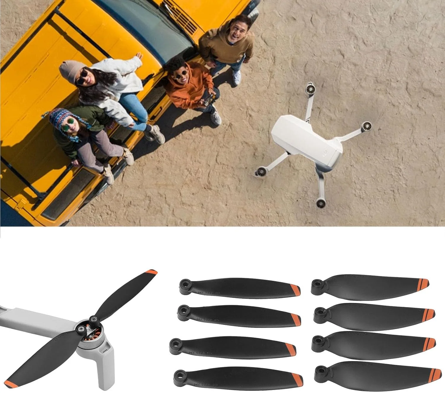 پروانه کوادکوپتر Fdit، 2 جفت پروانه جایگزین با قدرت کشش قوی و عملکرد پرواز آرام برای علاقه مندان به کوادکوپتر (لبه های نارنجی)
