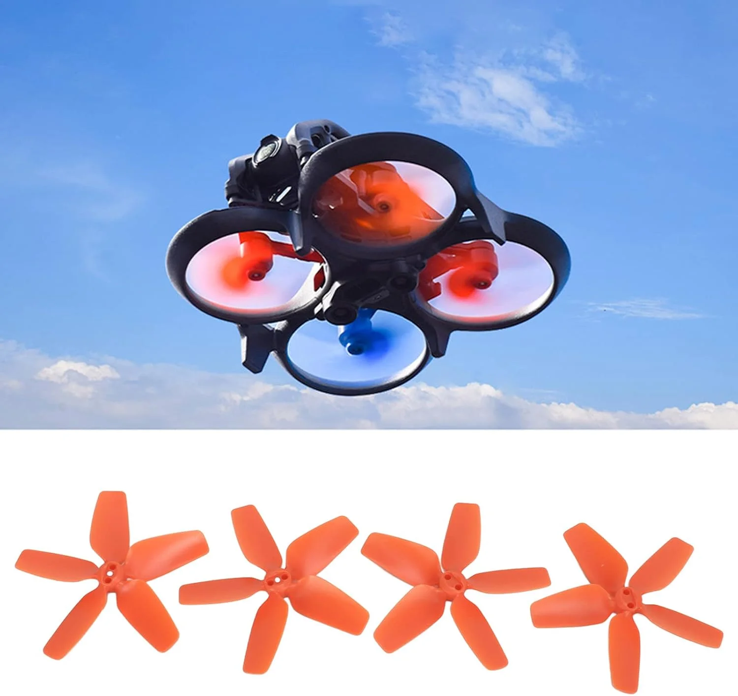 پروانه پهپاد رنگی عمومی، 4 عدد پروانه پهپاد سبک وزن و متعادل با منحنی صاف و پایداری بالا، برای DIY (نارنجی)