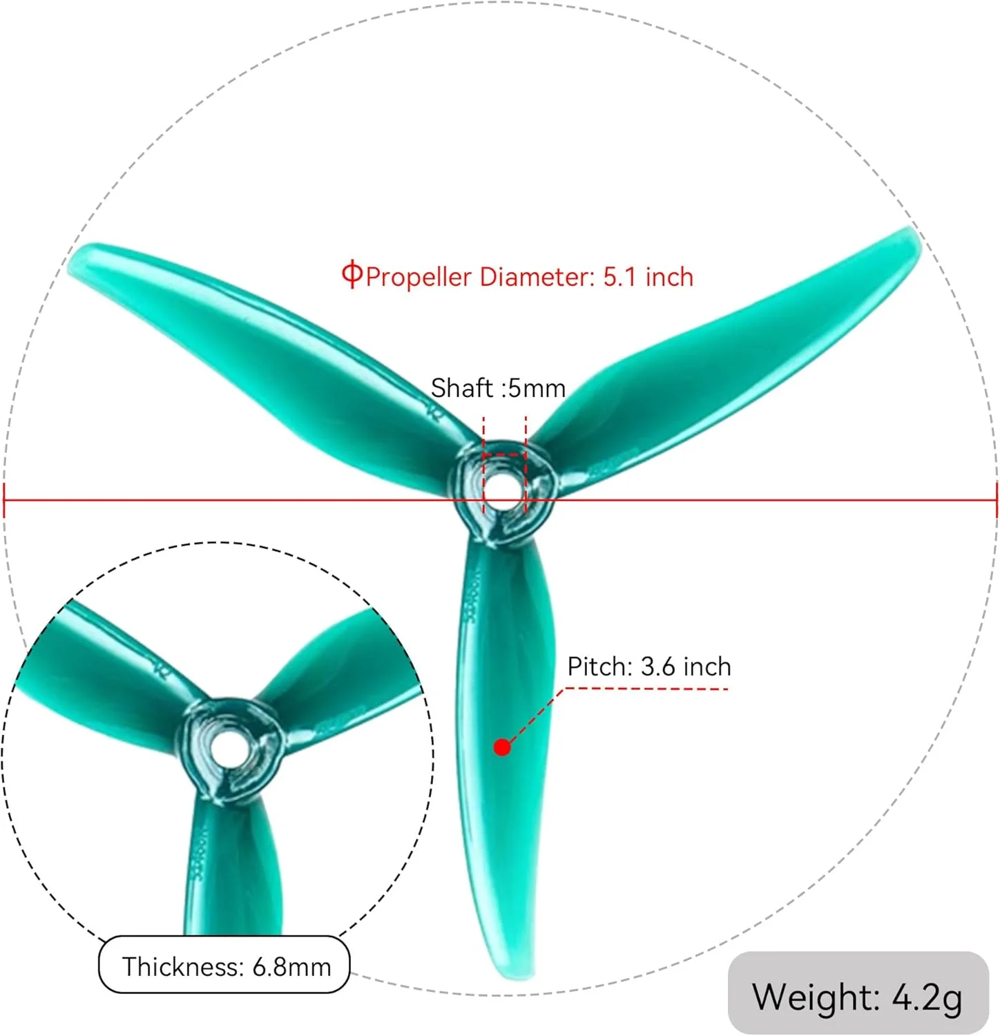 16 عدد پروانه کوادکوپتر FPV: Gemfan 51466 V2 Hurricane MCK سه پره 5 اینچی برای مسابقات FPV Freestyle 4S 6S، 8 عدد CW 8 عدد CCW