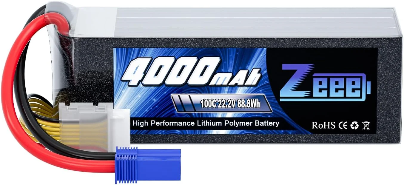 باتری لیپو 6S زی 4000mAh 22.2V 100C با کانکتور EC5 بسته نرم افزاری برای هواپیما RC، هلیکوپتر، ماشین RC، کامیون، تانک، پهپاد، مسابقات سرگرمی