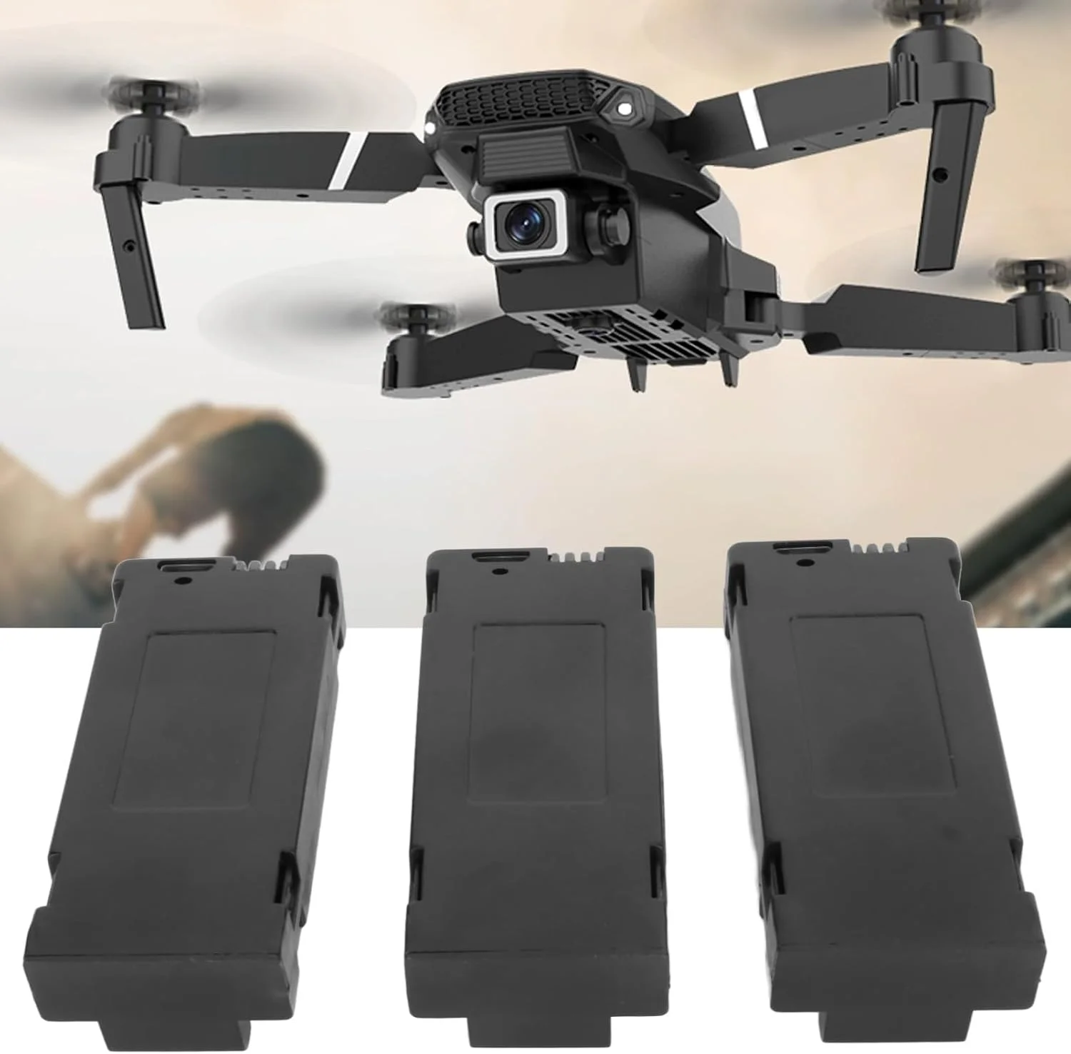 بسته 3 عددی باتری لیتیومی پهپاد، باتری جایگزین هواپیمای RC با ظرفیت 1800MAH و 3.7 ولت، باتری قابل شارژ کوادکوپتر برای مدل های E88 E88Pro E100 E99 K3 K6 E89 P1 P4 P5