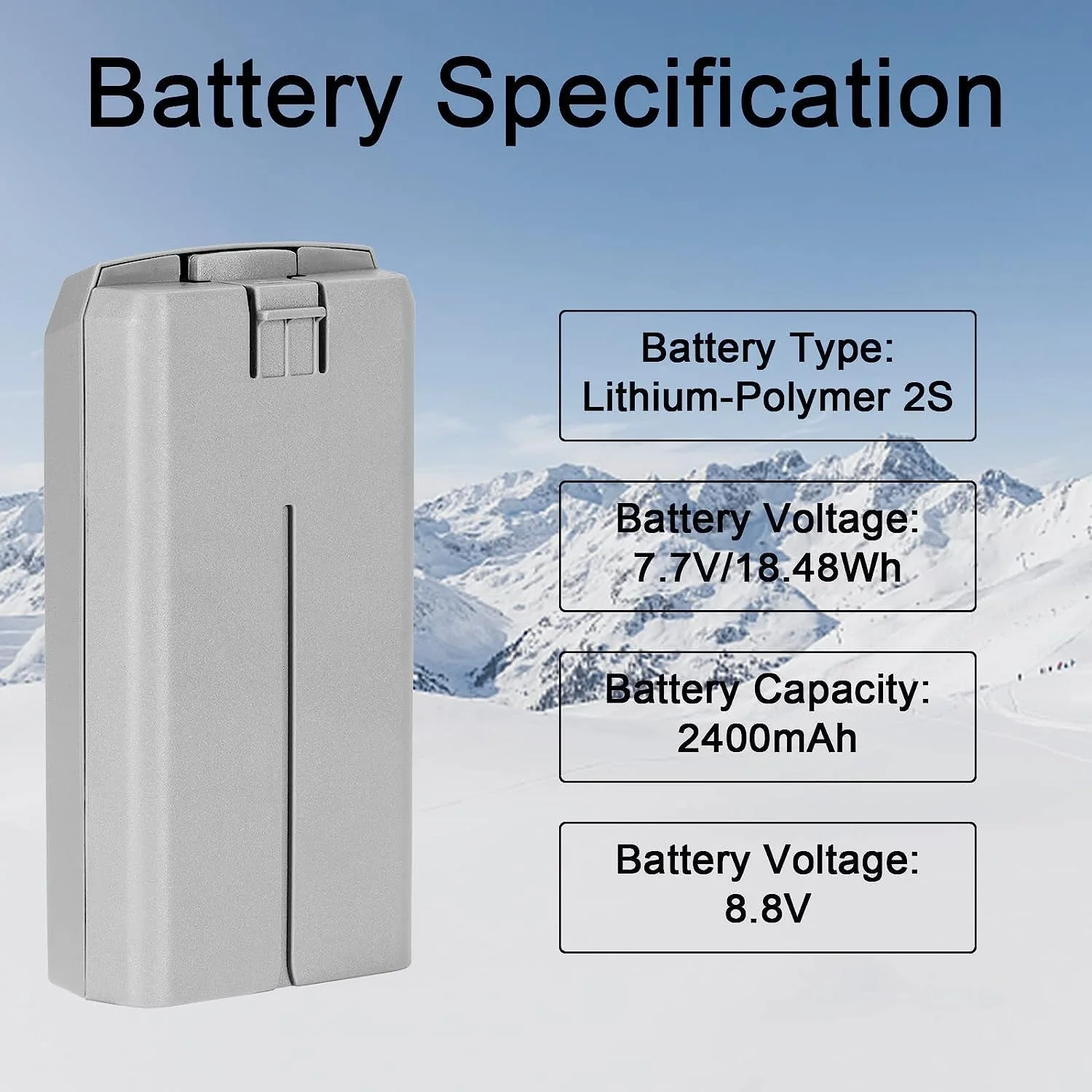 باتری هوشمند جایگزین برای DJI Mini 4K، ظرفیت 2400 میلی آمپر ساعت، 7.7 ولت، زمان پرواز 21 دقیقه، ظرفیت بالا، برای پهپاد Mini 4K (تعداد 1)