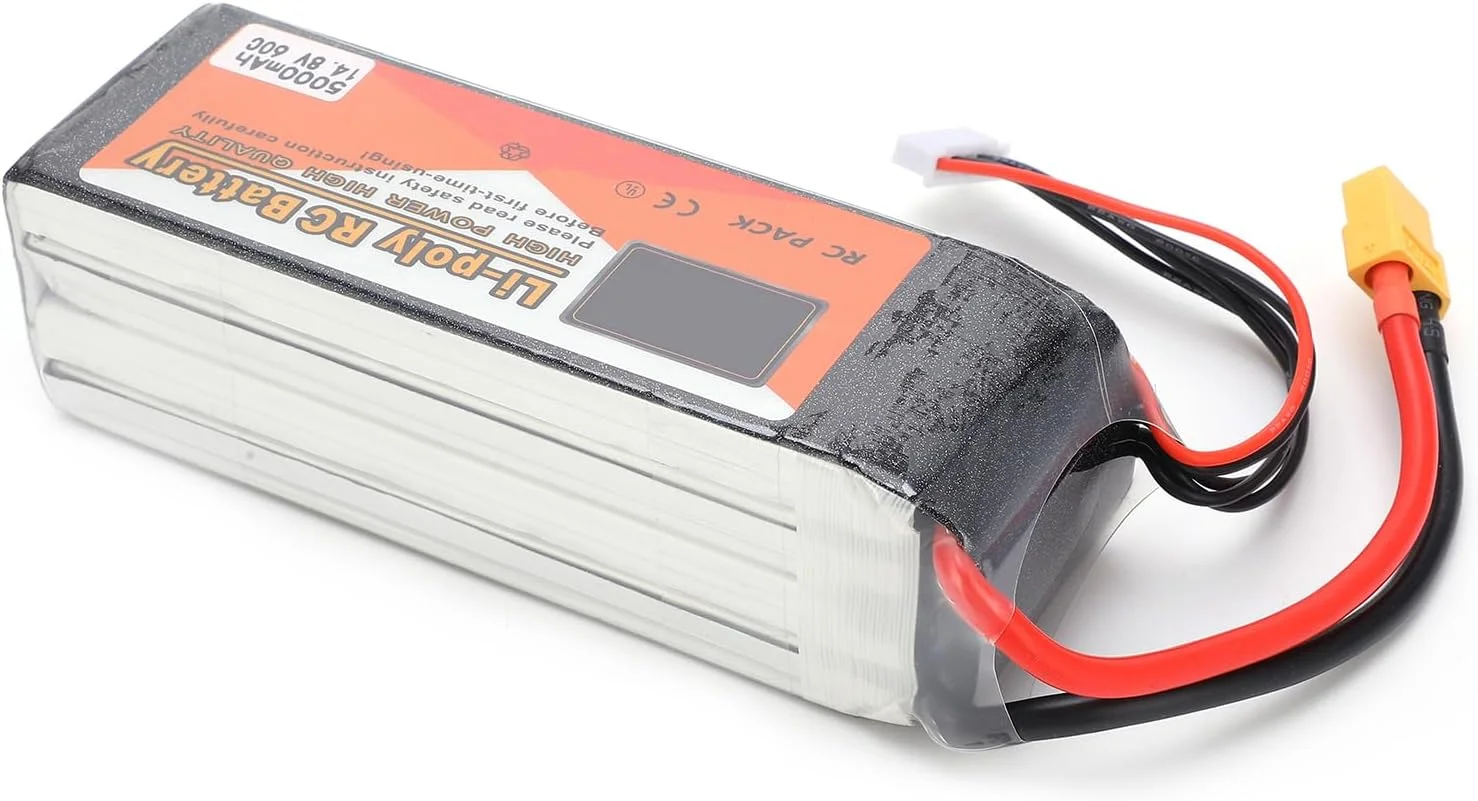 باتری لیتیوم پلیمری 5000mAh 60C برای ماشین، قایق، هلیکوپتر و پهپاد مسابقه ای RC، با ظرفیت بالا، عملکرد پایدار و بادوام برای کنترل از راه دور