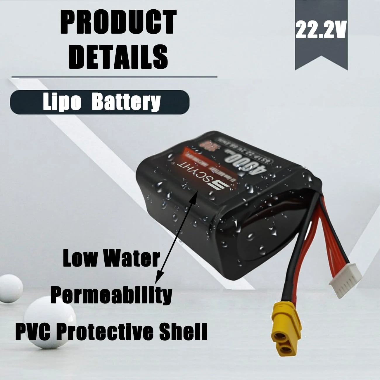 باتری لیتیومی 6S با ولتاژ 22.2 ولت و ظرفیت 5000 میلی آمپر ساعت / 4000 میلی آمپر ساعت، مناسب برای پهپاد و هواپیمای RC با موتورهای 50 تا 110 وات به همراه سیستم مدیریت باتری (BMS)، مدل 22.2v 4000mah تک بسته باتری لیتیومی 6S با ولتاژ 22.2 ولت و ظرفیت 5000 میلی آمپر ساعت / 4000 میلی آمپر ساعت، مناسب برای پهپاد و هواپیمای RC با موتورهای 50 تا 110 وات به همراه سیستم مدیریت باتری (BMS)، مدل 22.2v 4000mah تک بسته