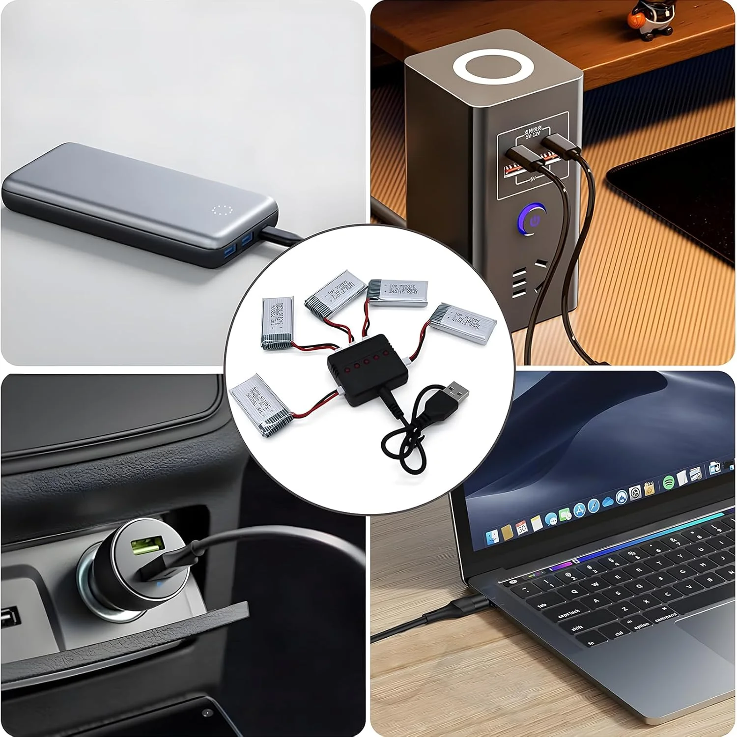 باتری لیتیوم پلیمر 3.7 ولت 400 میلی آمپر ساعت - 5 عدد باتری پهپاد به همراه شارژر USB پنج در یک برای سایما Q11 H99W H31 H6C H98 TR-C385 TR-P51 TR-F22 قطعات کوادکوپتر باتری های قابل شارژ AT-96 (5 عدد 3.7 ولت 400 میلی آمپر ساعت)