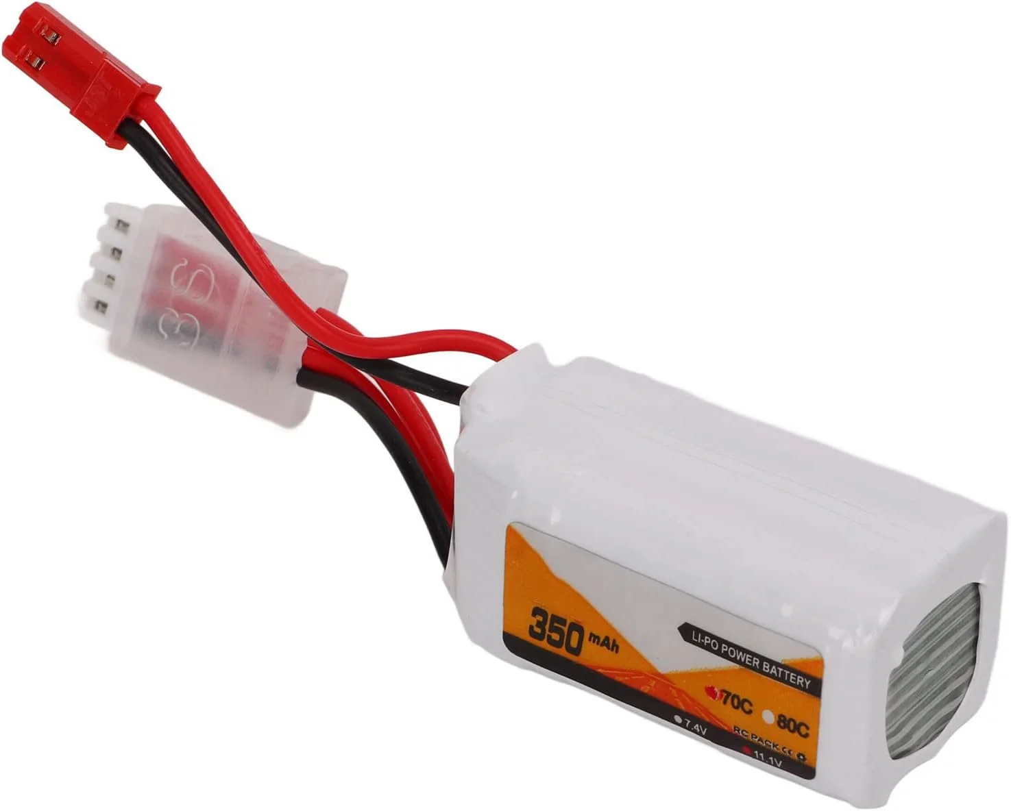 باتری لیتیوم پلیمری آرسی، 70C 350mAh 11.1V با کانکتور JST 3S برای وسایل نقلیه کنترل از راه دور
