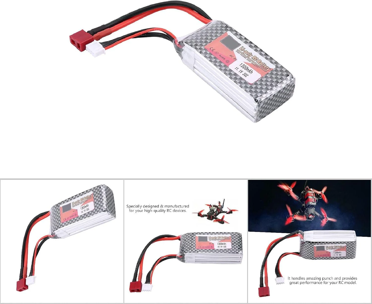 باتری پهپاد، باتری LiPo قابل شارژ با پلاگین T، 3S 11.1V 1300mAh 4500mAh 5500mAh (پلاگین T 30C 1300mAh 11.1V)