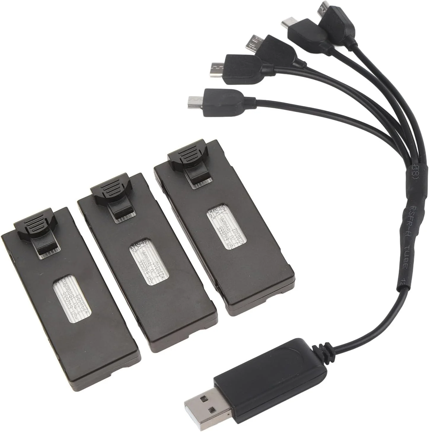 کیت باتری لیتیومی 3 عددی RC به همراه کابل شارژ، سبک و قابل حمل، مناسب برای کوادکوپترهای E88 E88Pro LSE525 E525Pro RC (1800mah)