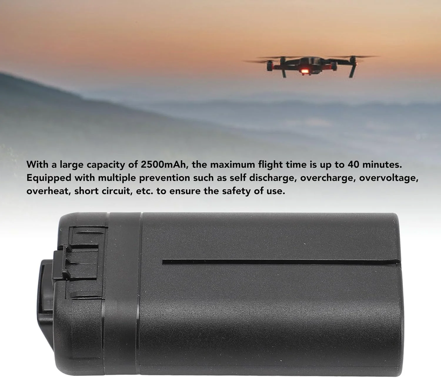 باتری پهپاد 2500mAh 7.2V با ظرفیت بالا و هوشمند برای پهپاد MAVIC Mini، حداکثر زمان پرواز 40 دقیقه، نظارت بر زمان واقعی، عملکرد چندگانه و پایدار (2 عدد)