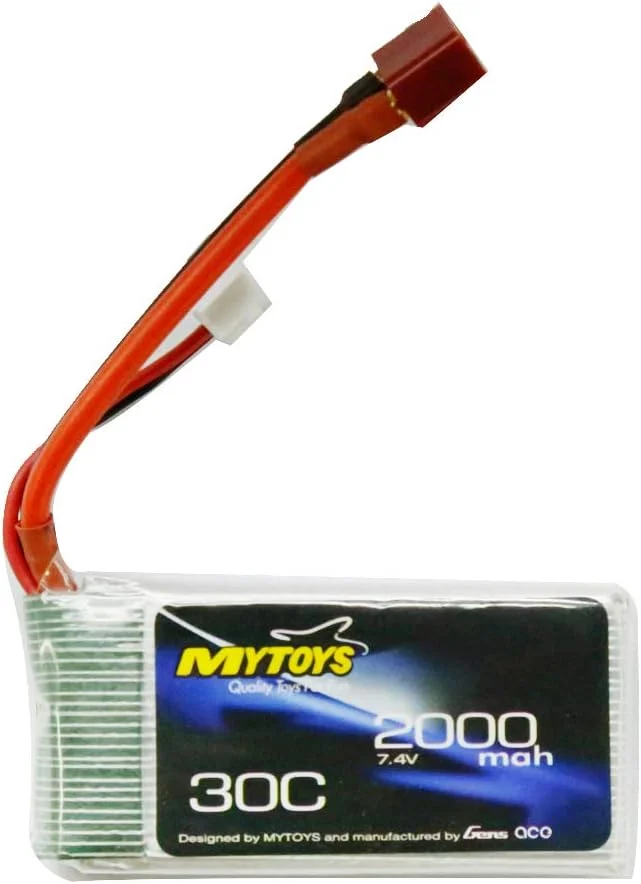باتری لیتیوم پلیمری 2S 7.4V 2000mAh 30C با کانکتور T برای ماشین کنترلی، قایق، هلیکوپتر و هواپیما