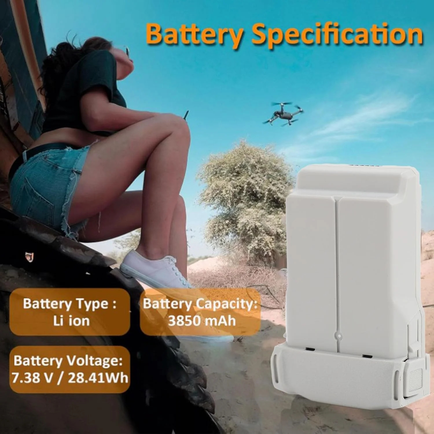 باطری جایگزین 2 عددی 3850mAh برای پهپادهای مینی 3، 3 پرو، 4، 4 پرو با سیستم مدیریت هوشمند و زمان 47 دقیقه ای شارژ سریع (شارژر 3 راهه)