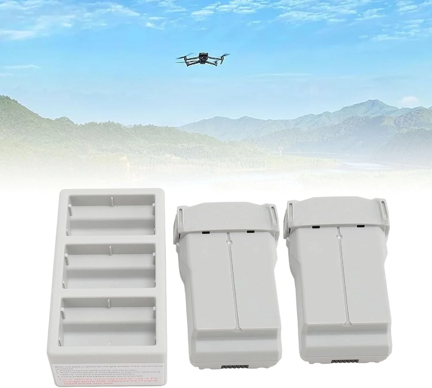 باطری جایگزین 2 عددی 3850mAh برای پهپادهای مینی 3، 3 پرو، 4، 4 پرو با سیستم مدیریت هوشمند و زمان 47 دقیقه ای شارژ سریع (شارژر 3 راهه)