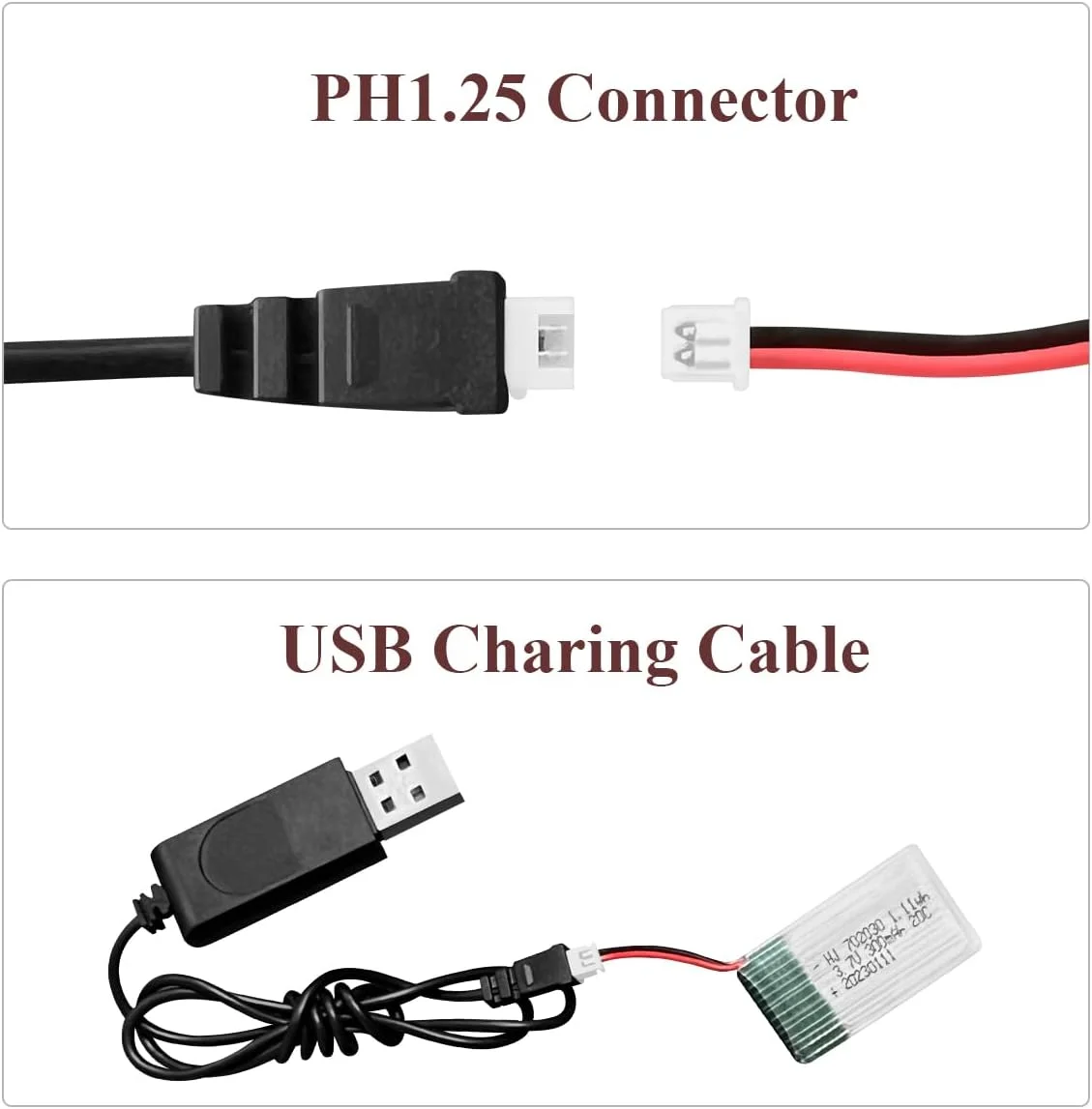 بسته 2 عددی باتری لیپو 3.7 ولت HAWK'S WORK، باتری پلیمری لیتیومی قابل شارژ 150 میلی آمپر ساعت برای هواپیماهای RC، هلیکوپتر، پهپاد همه مدل ها و اسباب بازی ها (کانکتور PH1.25)