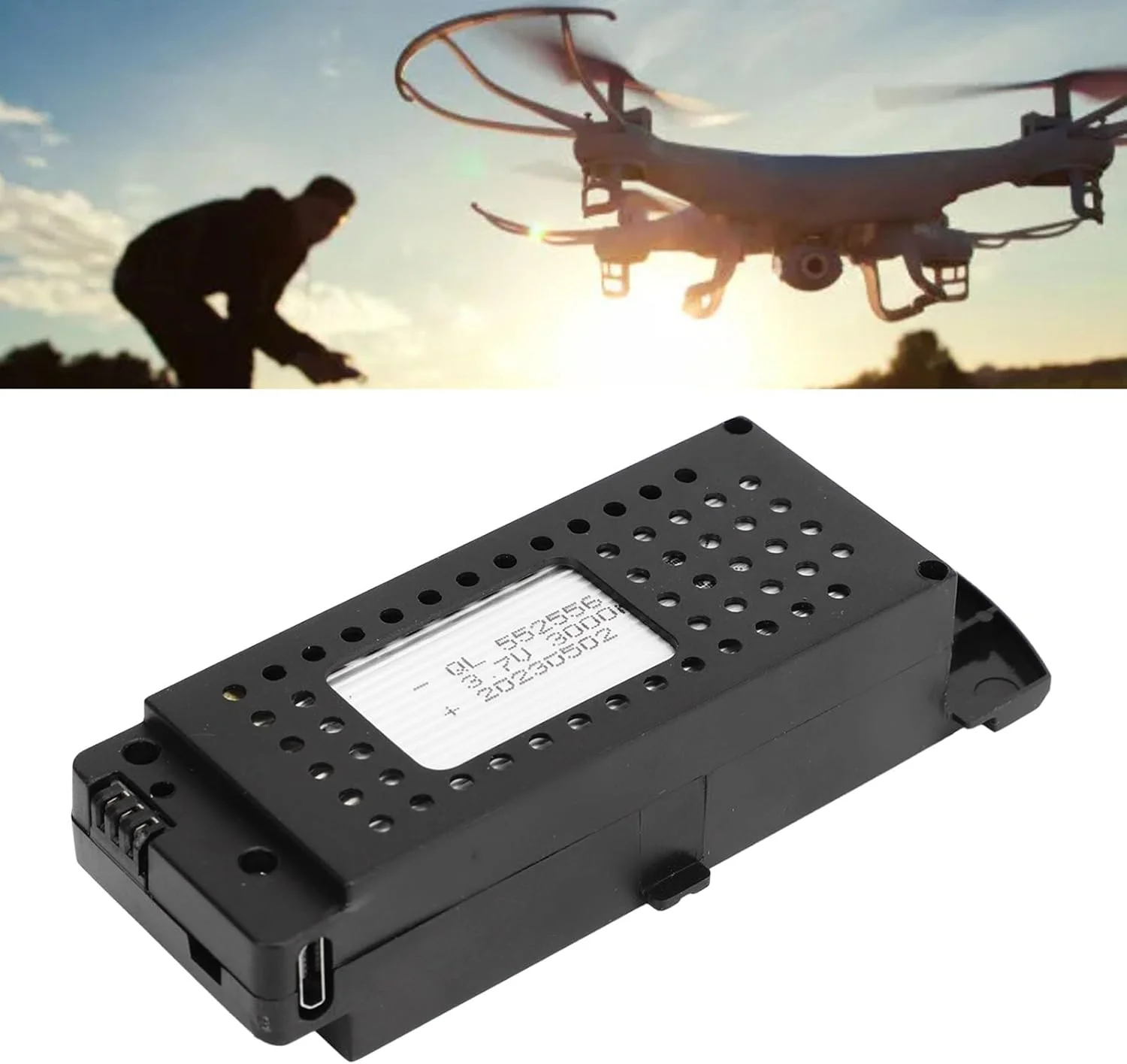 باتری لیتیومی 3.7 ولت 3000 میلی آمپر ساعتی پهپاد RC، سبک و قابل حمل، عمر باتری طولانی، مناسب برای هواپیماهای کنترل از راه دور تاشو S6 G6 با محافظت در برابر شارژ بیش از حد و اتصال کوتاه