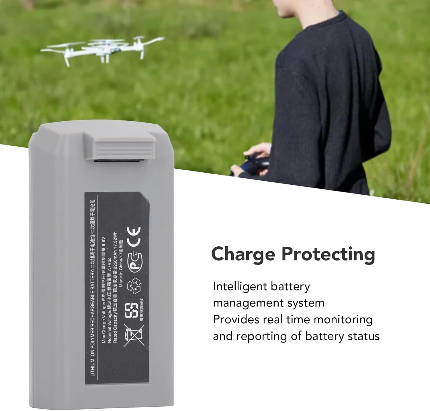 باتری پرواز هوشمند، 7.7 ولت با چگالی انرژی بالا و توان پایدار 2250 میلی آمپر ساعت | باتری یدکی جایگزین | لوازم جانبی پهپاد برای پهپادهای MINI2 و MINI2 SE
