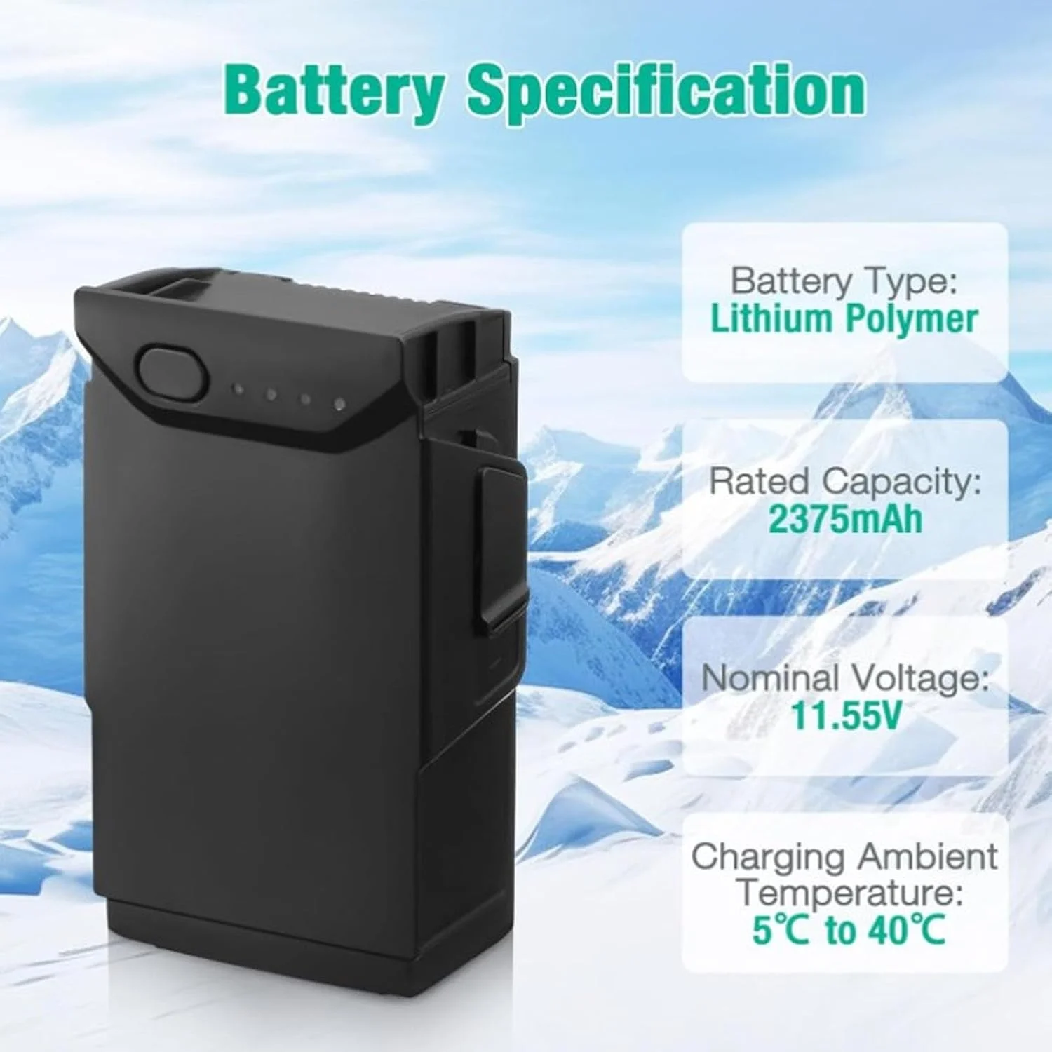 باتری پرواز هوشمند 2375mAh 11.55V Fockety برای پهپاد MAVIC Air، باتری جایگزین پهپاد با حداکثر زمان پرواز 21 دقیقه، باتری های با ظرفیت بالا و نورهای LED (بسته 2 عددی)