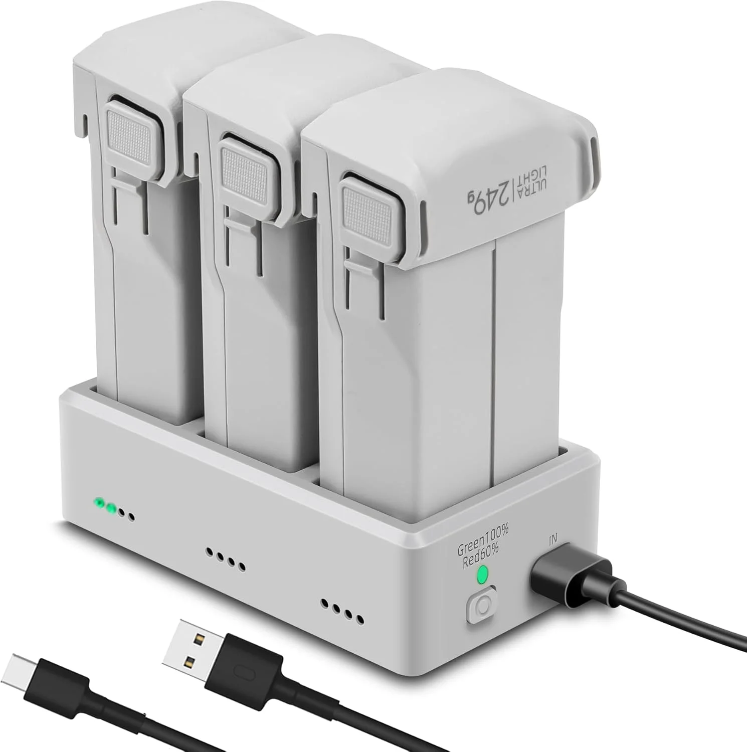 شارژر باتری Hanatora برای پهپادهای DJI Mini 4 Pro, 3, 3 Pro، شارژ متوالی سه باتری