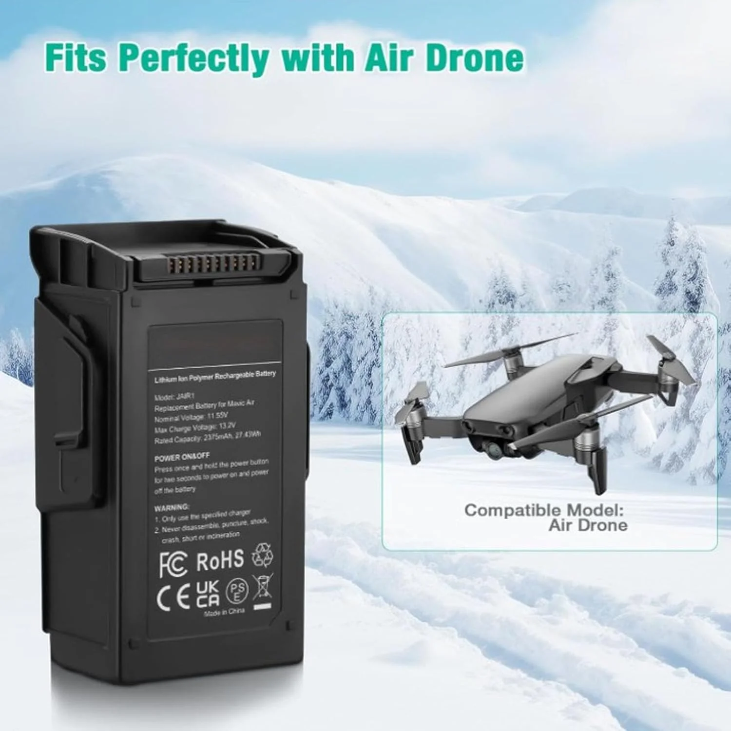 باطری پرواز هوشمند اصلی Dpofirs، باطری پرواز هوشمند جایگزین برای پهپاد MAVIC Air ظرفیت 2375mAh زمان پرواز 21 دقیقه برای پهپاد سری MAVIC 2 (2 عدد)