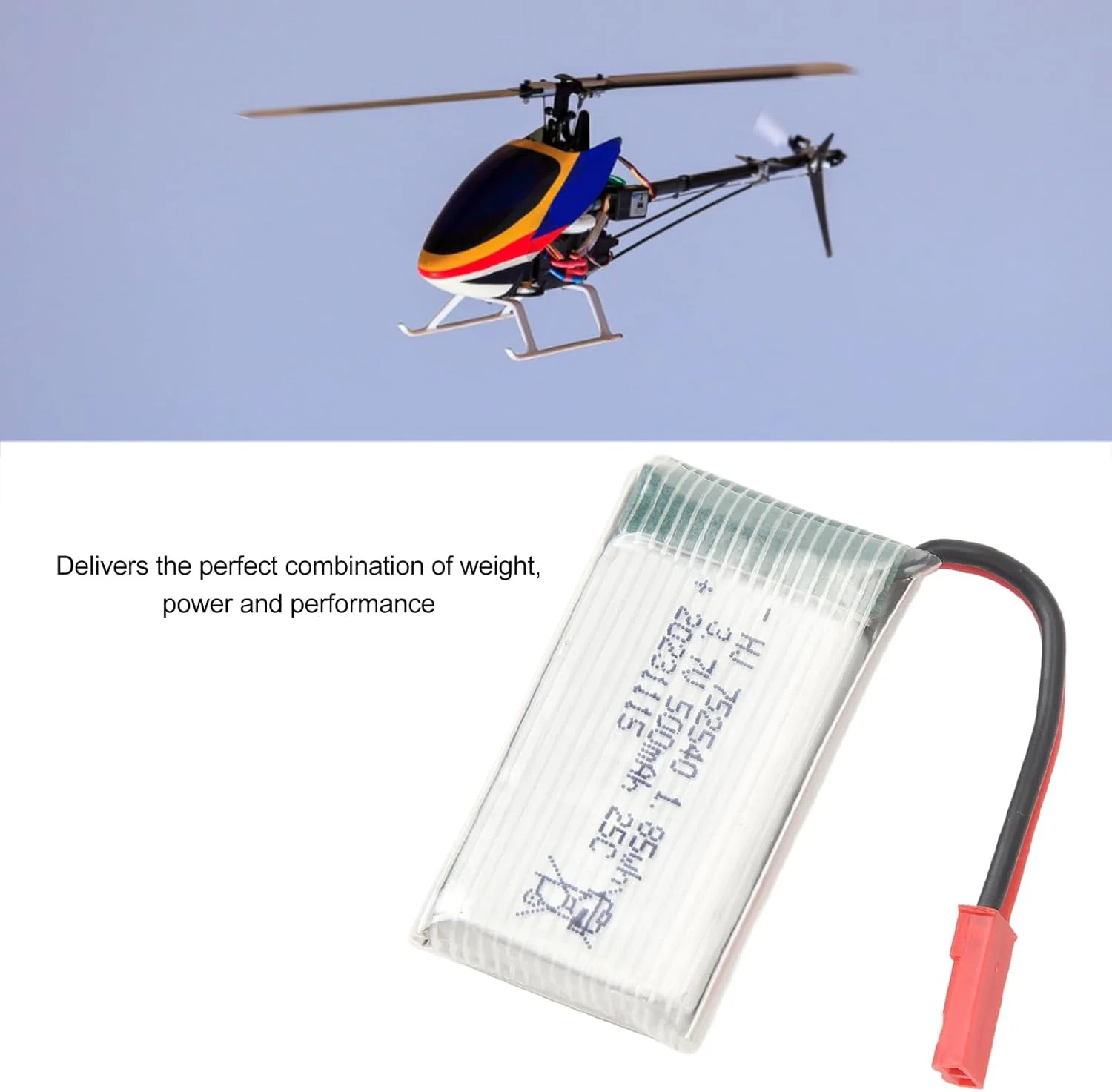 باتری پهپاد آرسی 3.7 ولت 500 میلی آمپر با دوشاخه قرمز JST 752540 25C باتری لیتیومی با عملکرد بالا برای هلیکوپتر آرسی X5C