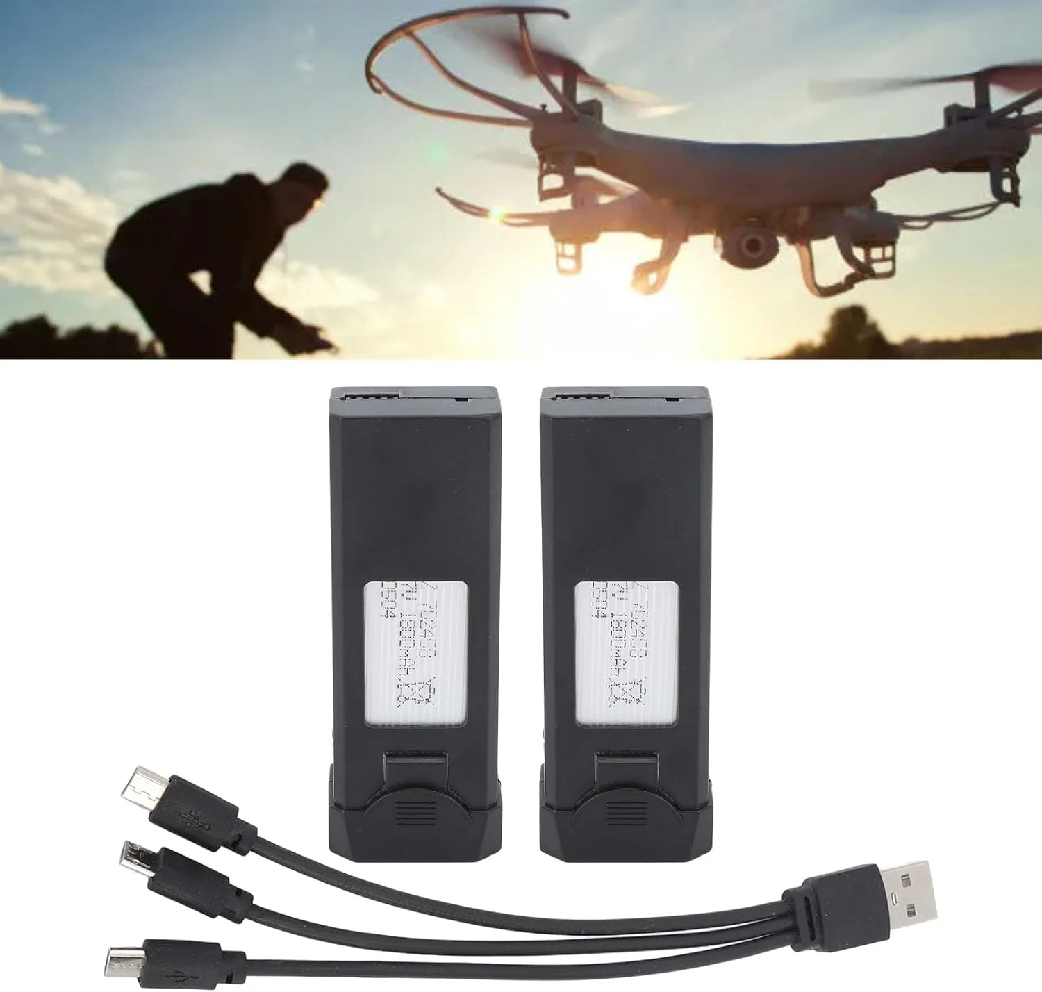 2 عدد باتری 3.7 ولت 1800 میلی آمپر ساعت به همراه کابل شارژ برای پهپاد کنترلی از راه دور مدل F184 S93 L900 2 عدد باتری 3.7 ولت 1800 میلی آمپر ساعت به همراه کابل شارژ برای پهپاد کنترلی از راه دور مدل F184 S93 L900