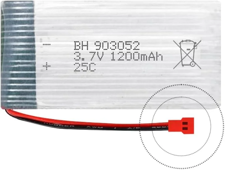 باتری لیتیومی 3.7 ولت 1200 میلی آمپر ساعتی تک عددی برای قطعات یدکی هلیکوپتر کوادکوپتر مینی پهپاد آرسی (قرمز)