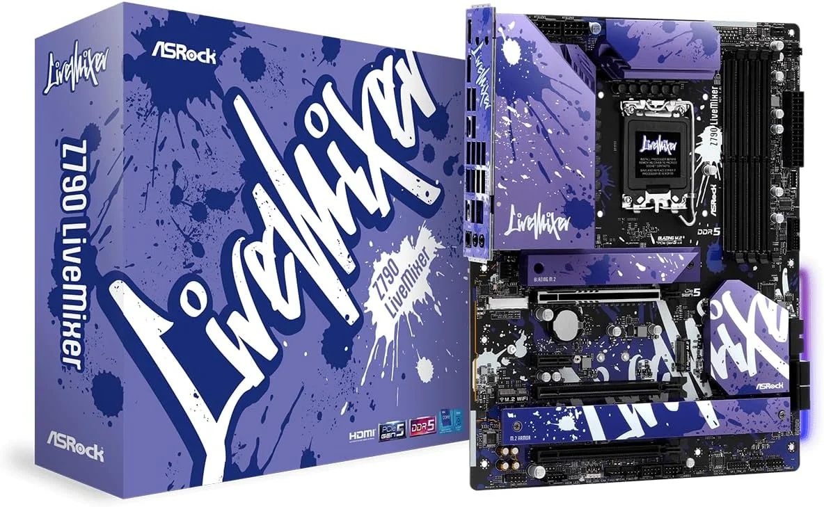مادربرد Asrock Z790 LIVEMIXER، اینتل Z790، سوکت 1700، فرم فاکتور ATX، چهار اسلات DDR5، HDMI، DP، eDP، شبکه 2.5G LAN، PCIe5، RGB، پنج اسلات M.2