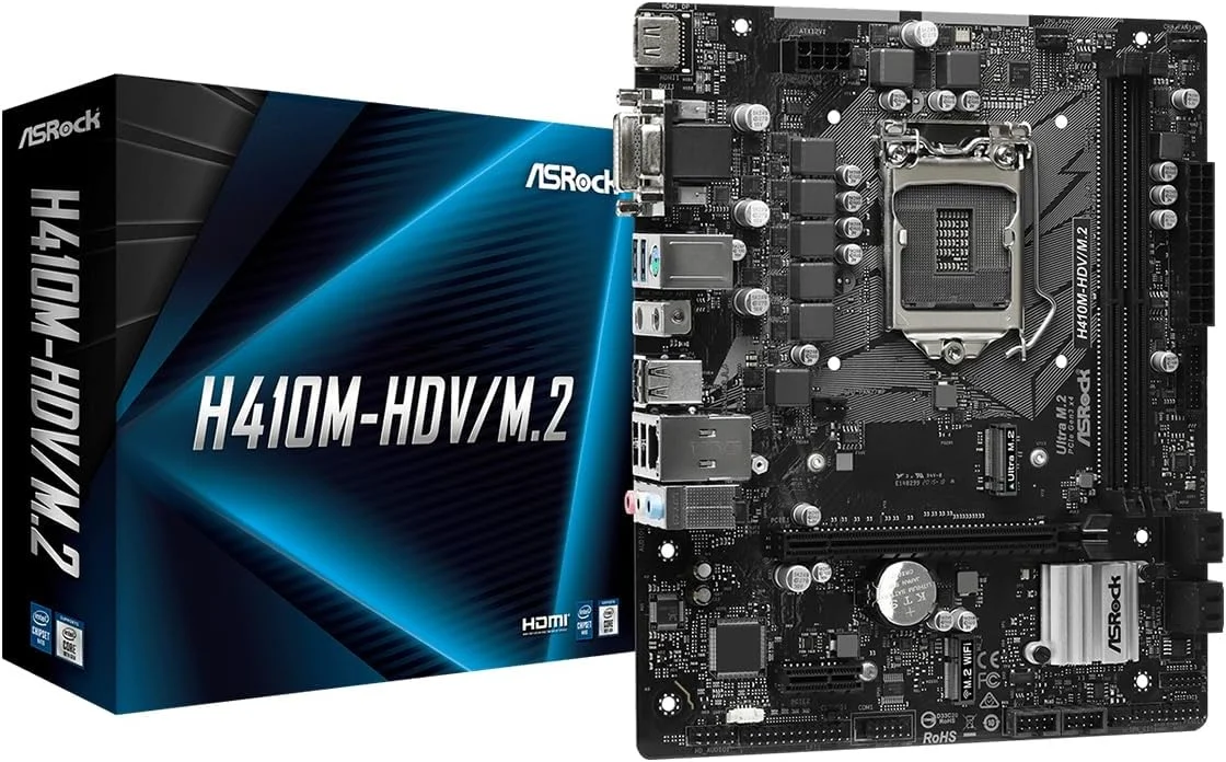 مادربرد ASROCK H410M-HDV/M.2 با پشتیبانی از پردازنده های نسل دهم Intel® Core™ (سوکت 1200)