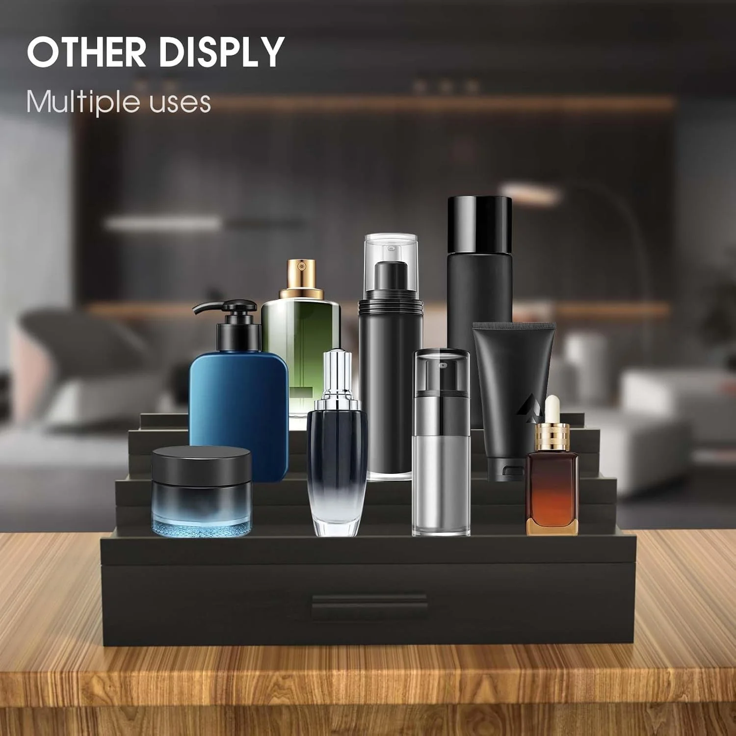 استند عطر چوبی، استند ادکلن مردانه، استند نمایش 3 طبقه ادکلن با کشو، استند سازمان دهنده عطر برای میز آرایش، هدیه ای عالی برای مردان، مشکی استند عطر چوبی، استند ادکلن مردانه، استند نمایش 3 طبقه ادکلن با کشو، استند سازمان دهنده عطر برای میز آرایش، هدیه ای عالی برای مردان، مشکی