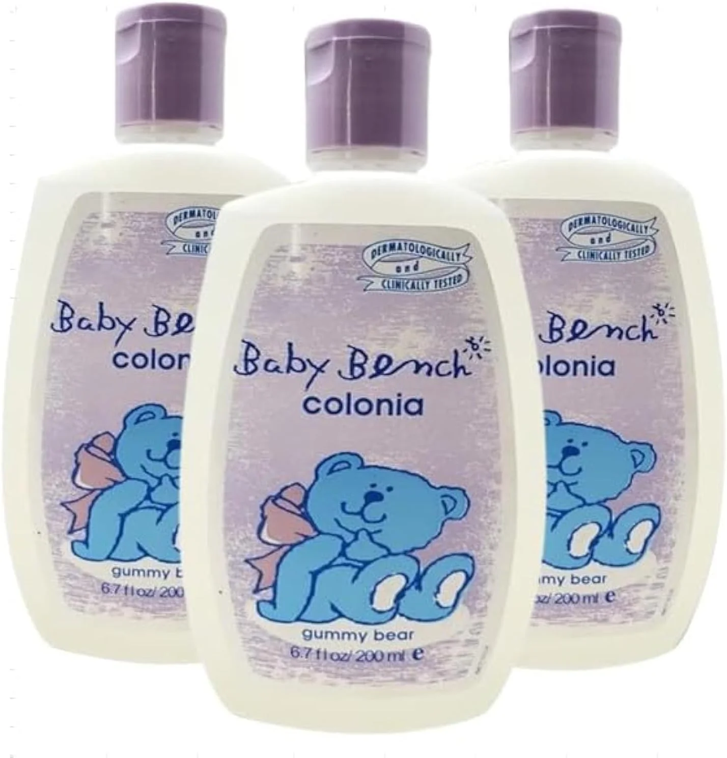 ادکلن کودکانه بِی‌بی بنچ با رایحه خرسی پاستیلی | عطر کودک، ملایم و ایمن، رایحه ملایم | ماندگاری طولانی رطوبت و رایحه ظریف | ایمن برای دست مادر و پوست کودک 200 میلی لیتر - (بسته 3 عددی)