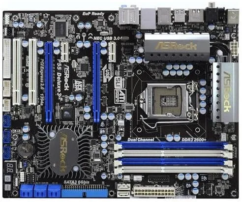 مادربرد ASRock P55 DELUXE3 LGA1156/Intel P55/Quad CrossFireX & Quad SLI/SATA3&USB 3.0/A&GbE/ATX