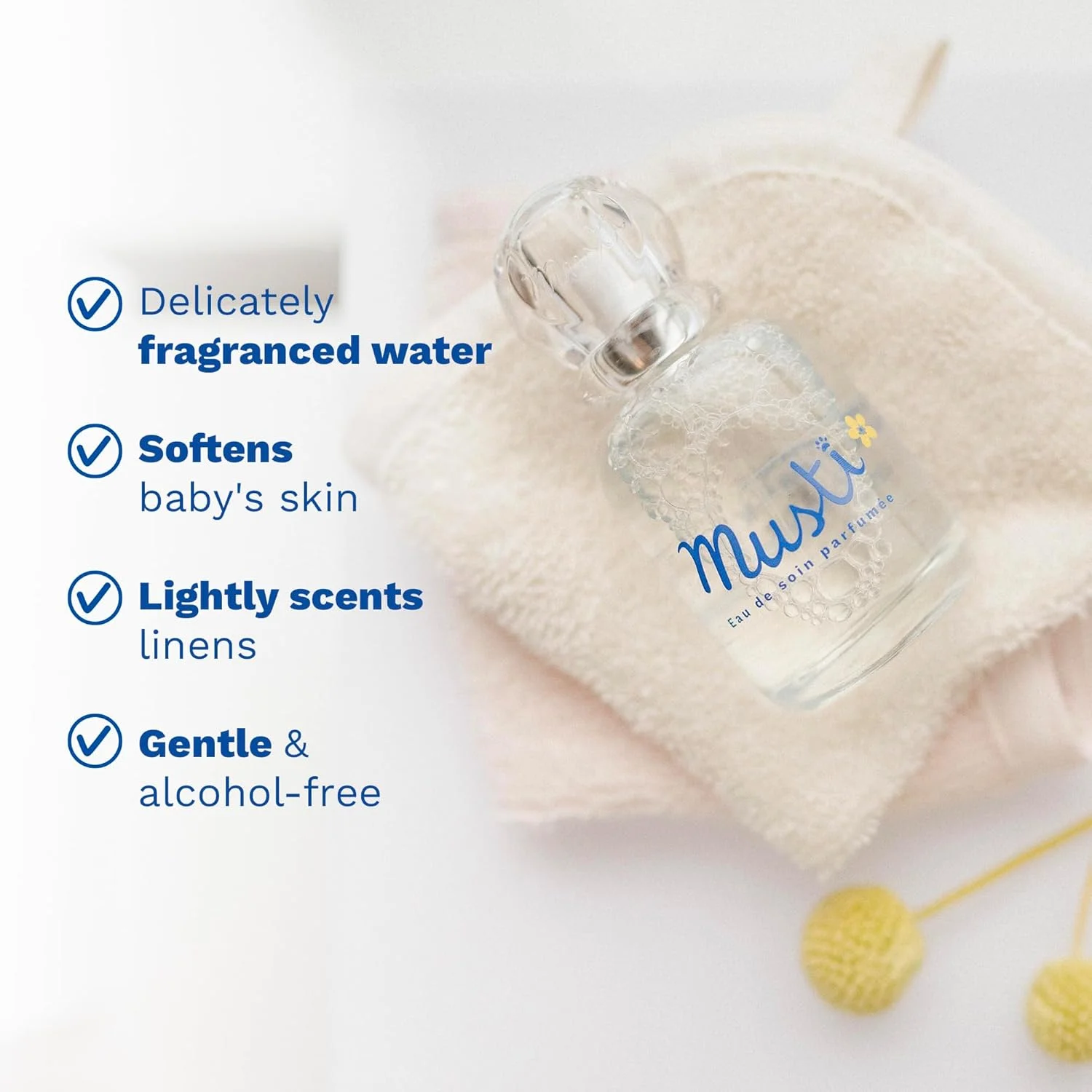 موستلا موستی ادو تویلت - رایحه ملایم برای نوزادان دختر و پسر - حاوی عصاره بابونه و عسل - بدون الکل - 50 میلی لیتر