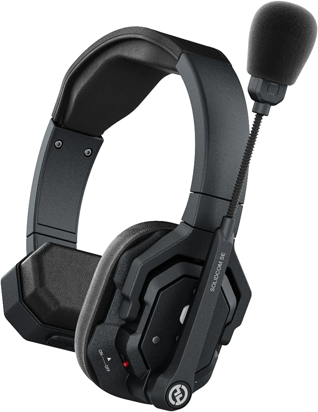 سیستم هدست اینترکام بی‌سیم Hollyland Solidcom SE با قابلیت حذف نویز ENC و ارتباط تیمی 350 متری با PTT Mute تک گوشی برای تولیدات تلویزیونی و فیلم و پهپاد (1-Remote)