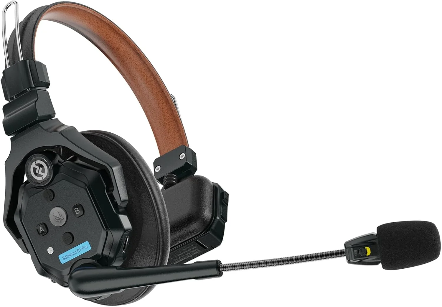 هدست سیستم از راه دور HollyView Hollyland Solidcom C1 Pro با قابلیت حذف نویز ENC، ارتباط تیمی دو طرفه 335 متری با PTT Mute تک گوشی برای تولیدات کلیسا، پهپاد، تلویزیون و فیلم