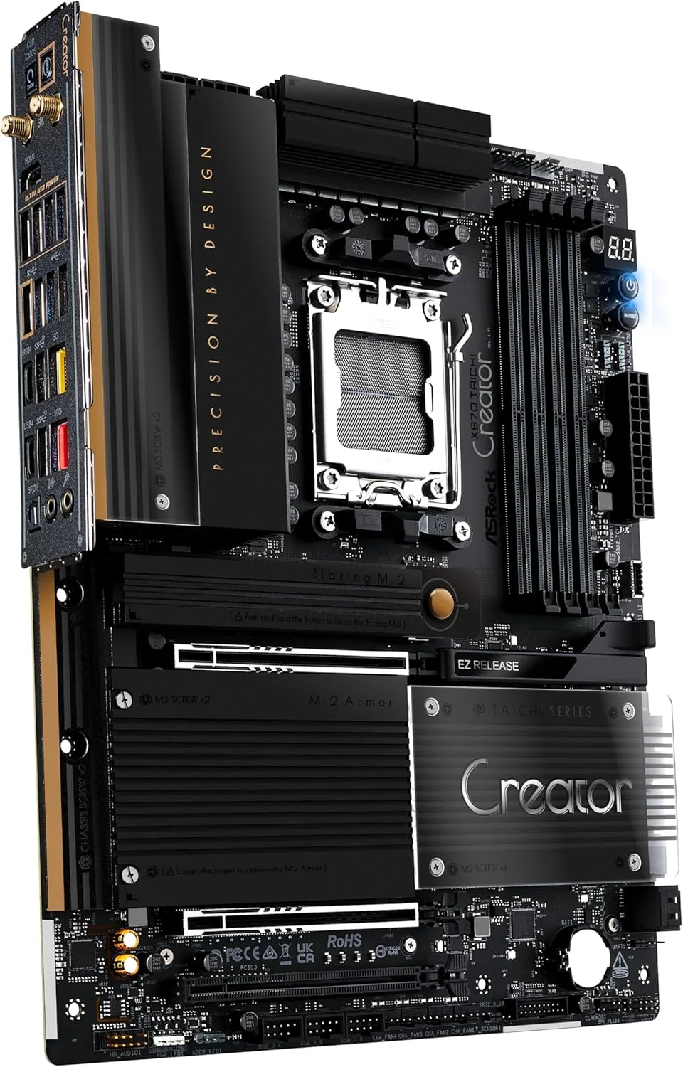 مادربرد ASRock X870 Taichi Creator سازگار با پردازنده‌های AMD Ryzen سری 9000/8000/7000 (سوکت AM5) چیپست X870 ATX