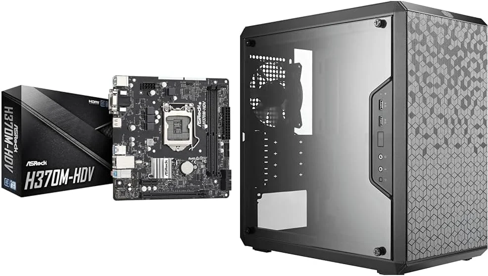 مادربرد ASRock H370M-HDV LGA1151 H370 DDR4 Micro ATX و کیس Cooler Master MasterBox Q300L Micro-ATX Tower Black