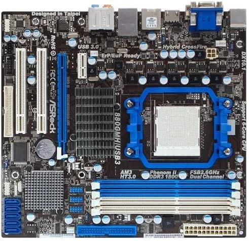 مادربرد ASRock 880GMH/USB3 سوکت AM3/AMD 880G/ATI Hybrid CrossFireX/USB 3.0/A&V&GbE/MATX