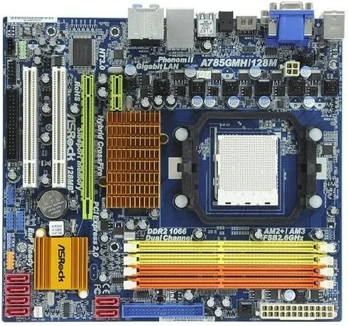 مادربرد ASRock Socket AM3/ 785G/ Hybrid CrossFireX/A&V&GBE/MATX مدل A785GMH/128M
