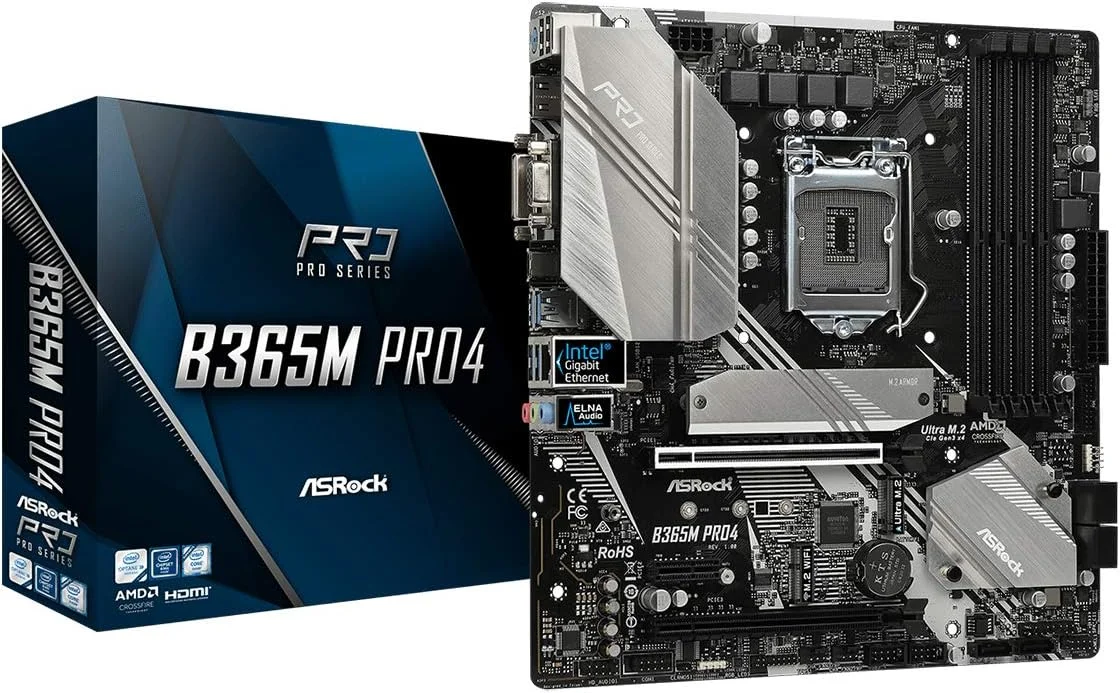 مادربرد ASRock B365M PRO4 LGA1151/ Intel B365/ DDR4/ Quad CrossFireX/ SATA3&USB3.1/ M.2/ A&GbE/ MicroATX