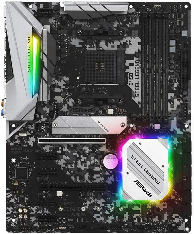 مادربرد ASRock B450 Steel Legend سوکت AM4/ AMD Promontory B450/ DDR4/ Quad CrossFireX/ SATA3&USB3.1/ M.2/ A&GbE/ATX