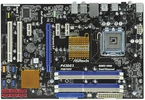 مادربرد ASRock LGA775 Intel P43 4DDR3-16G Non-ECC Un-buffered Memory ATX مدل P43DE3