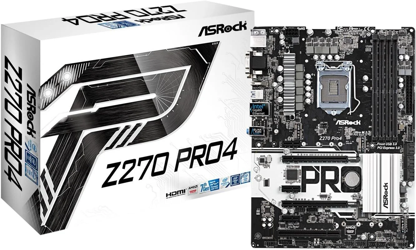 مادربرد ASRock Z270 PRO4 LGA1151/ Intel Z270/ DDR4/ Quad CrossFireX/ SATA3&USB3.0/ M.2/ A&GbE/ ATX