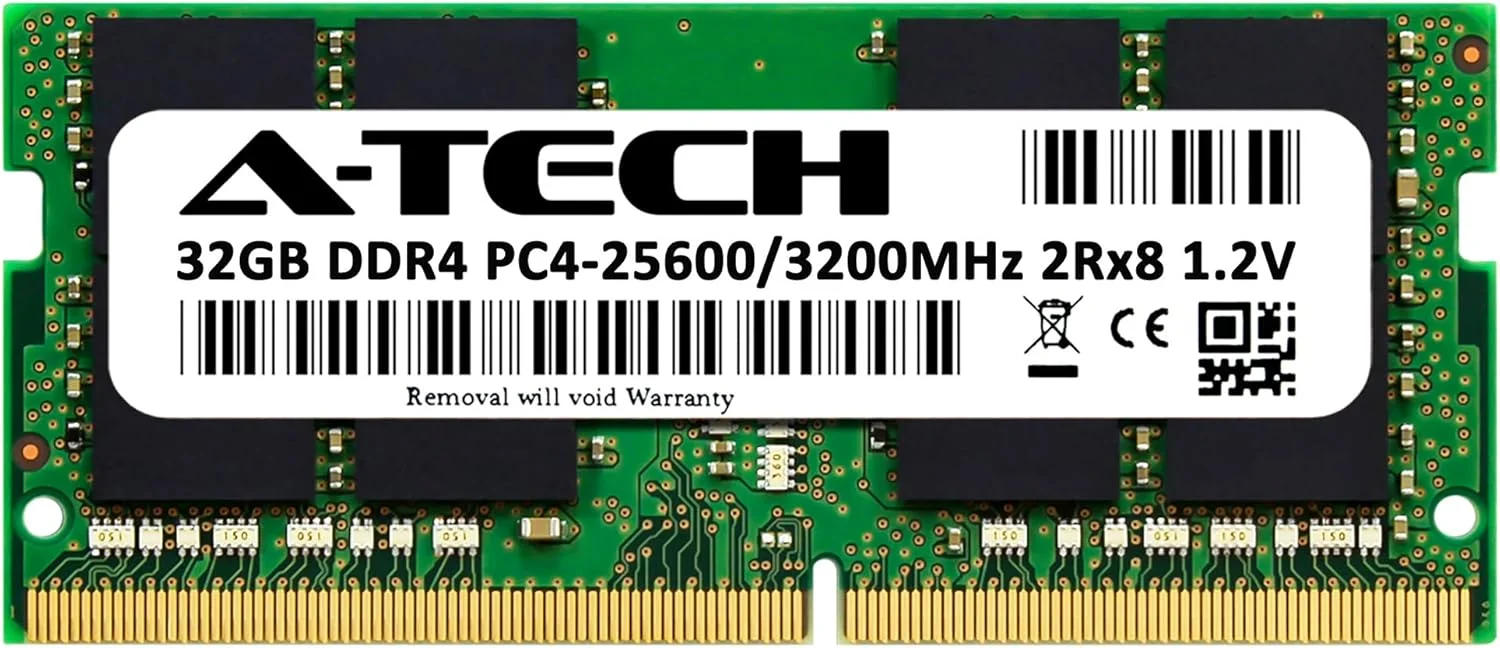 رم A-Tech با ظرفیت 32 گیگابایت برای مادربرد ASRock NUC مدل NUC-1185G7E/ NUC-1145G7E/ NUC-1115G4E | DDR4 3200MHz PC4-25600 Non ECC SO-DIMM 2Rx8 1.2V - ماژول ارتقاء حافظه لپ تاپ و نوت بوک